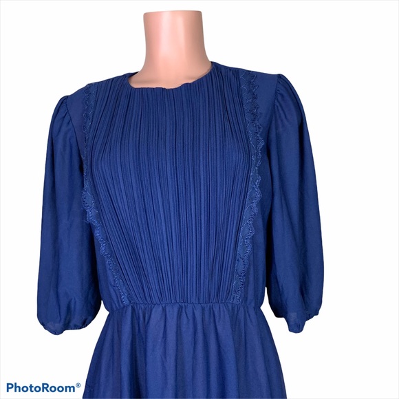 Sandi Dee dress vintage blue elastic waist size medium - Picture 6 of 6